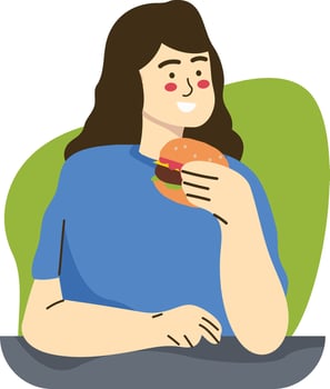 Person Eating Hamburger vector