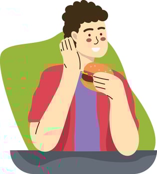 Illustration of Person Eating Hamburger with Flat Design vector