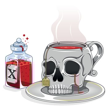 Human Skull Shaped Porcelain Tea Cup, Skull Shaped Coffee Mug Magic Potion Cup vector