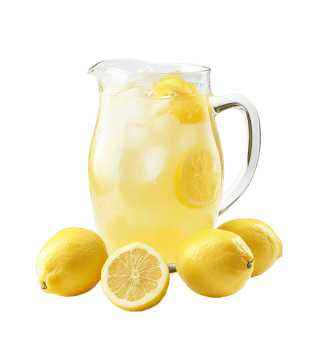 Lemonade served in a glass pitcher png