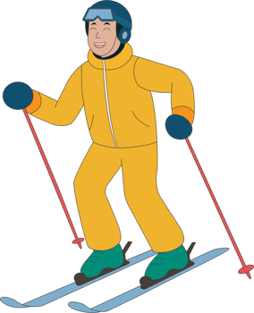 a cartoon man in yellow ski suit png