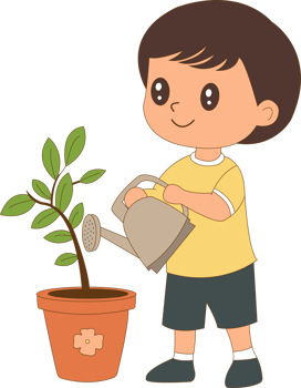 boy watering plant clip art png