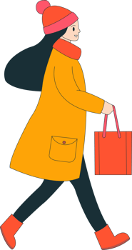 clip art woman walking with shopping bag clipart png