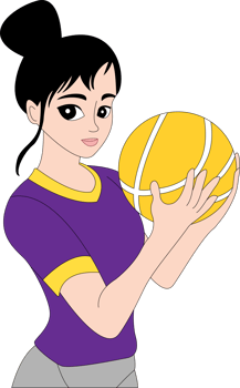 a cartoon girl holding a basketball png