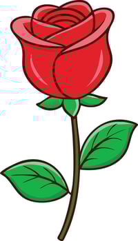 Rosebud Icon With Green Stem Soft Romantic Glow vector