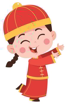 Joyful Child in Chinese Clothing Illustration vector