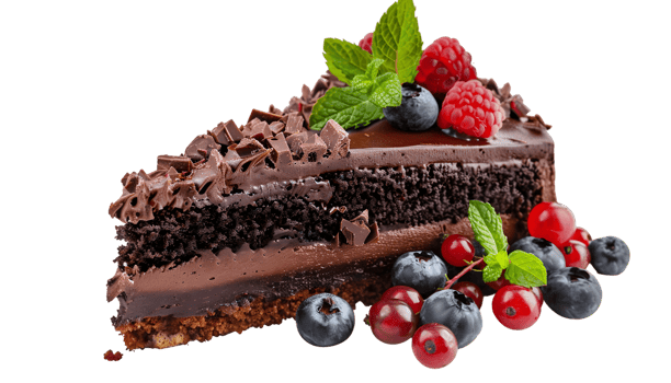 A Rich Chocolate Cake with Fresh Berries png