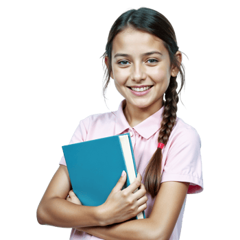 Happy Schoolgirl with Book png