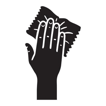 Hand Holding a Cleaning Wipe Silhouette Illustration vector