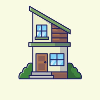 Simple terraced contemporary home cartoon illustration Collection of house concept icon isolated vector