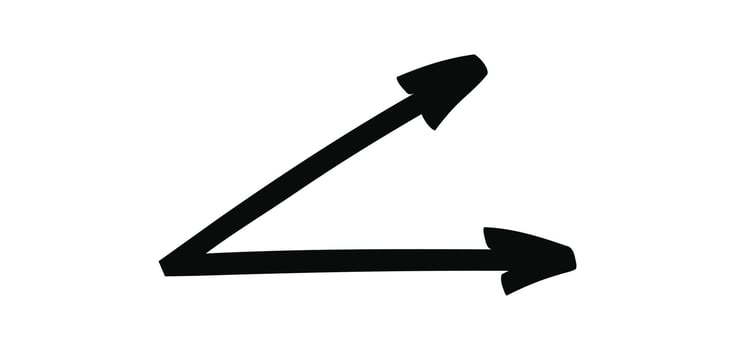 Hand drawn double doodle arrow isolated on a white vector
