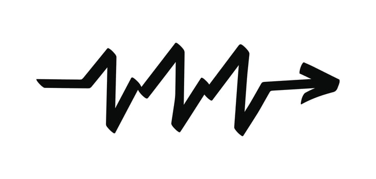 Hand drawn pulse doodle arrow isolated on a white vector
