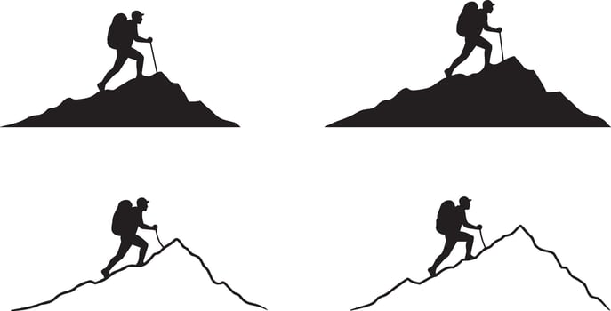 Trekking Man Walking on a Trail vector