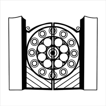 Minimalist Iron Door and Fence Gate Clipart vector