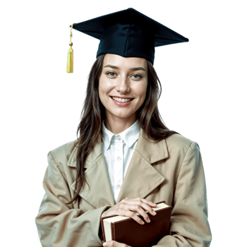 Happy Graduate lady with a black hat png