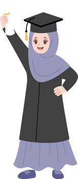 cartoon hijab girl graduation character png
