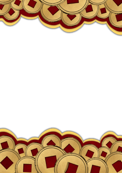 Golden Coins frame and Prosperity Chinese New Year Celebration background png