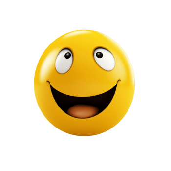 Happy goofy emoticon yellow face wide grin big eyes png
