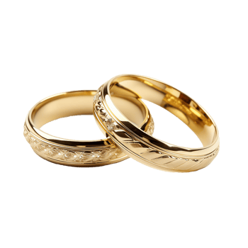 Elegant Gold Wedding Bands with Intricate Designs, png