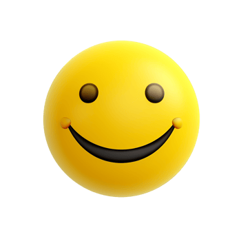 Happy yellow emoticon smiling face cheerful emoji positive expression joyful mood good vibes 3D render png