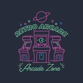 minimalist retro arcade gaming zone line art icon logo illustration design. simple modern arcade machine logo concept vector