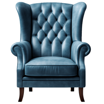 Teal Leather Wingback Chair Classic Design Elegant Seating png