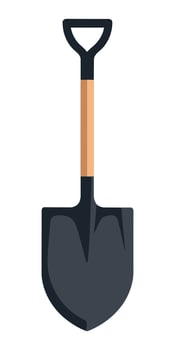 A shovel with a wooden handle. vector
