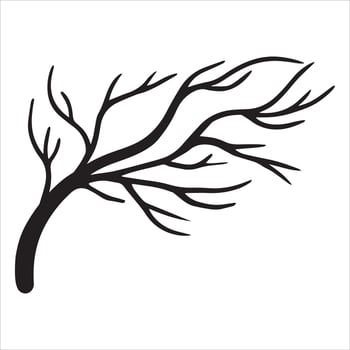 Delicate Tree Branch Silhouette Illustration vector