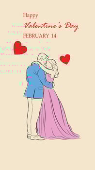 Romantic couple illustration for Valentine's Day with hearts and love theme vector