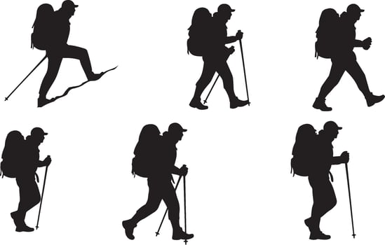 Black Silhouette of Male Adventurer vector