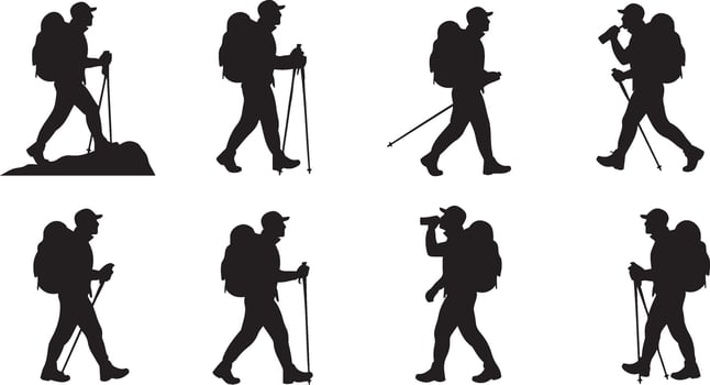 Trekking Male Silhouette Illustration vector