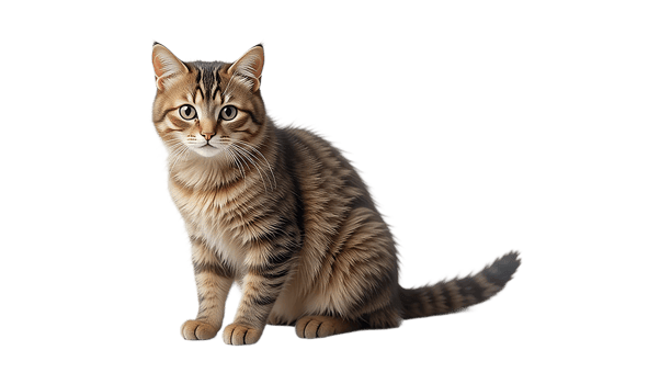 Adorable Tabby Cat Sitting Down, Perfect for Pet Lovers png