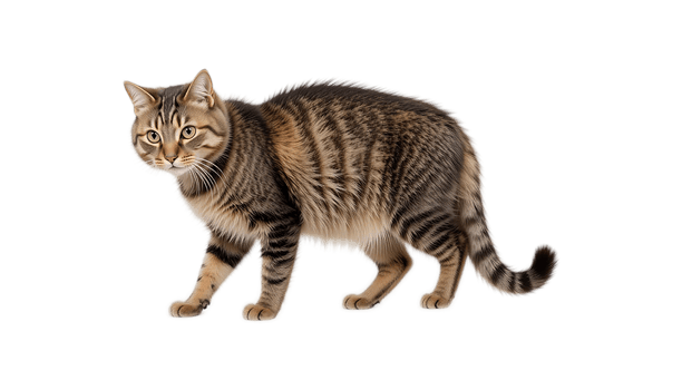 Adorable Tabby Cat Standing, Perfect for Pet Lovers on transparent background png
