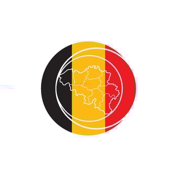 Belgium flag and map in a circle vector