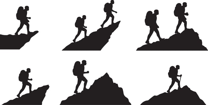 Hiking Poles Silhouette for Illustrations vector