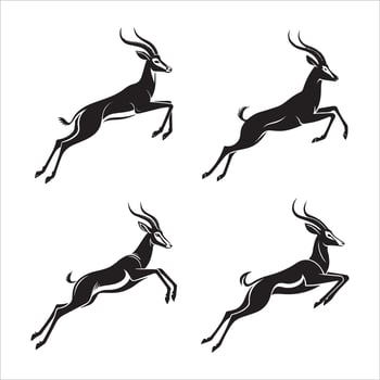 Antelope in Mid-Leap Silhouette vector