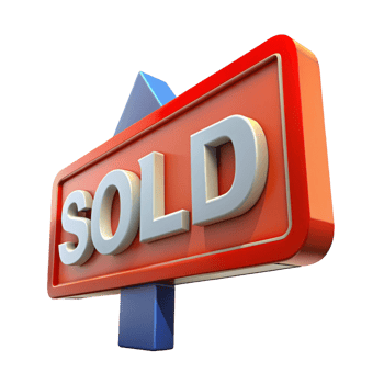 3D Render of a Sold Sign with House Icon png