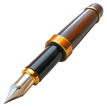 Elegant Gold and Black Fountain Pen - Luxury png