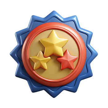 3D Render of a Blue, Red, and Gold Star Award png