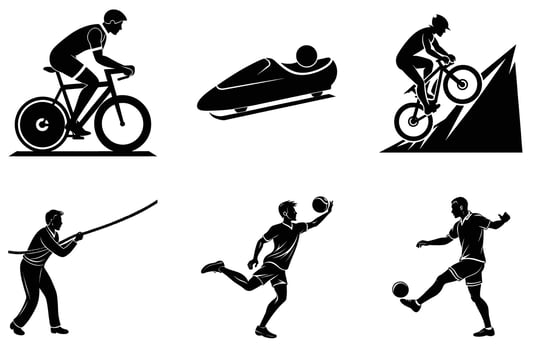 Dynamic sports poses collection vector