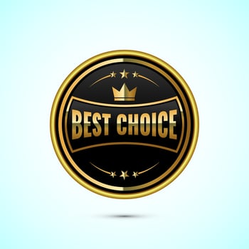 Premium quality best choice golden badge illustration, Best choice emblem vector