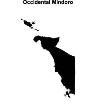Occidental Mindoro province blank outline map vector
