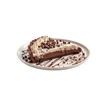 A slice of chocolate pie on a plate png