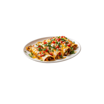 A plate of enchiladas with cheese and vegetables png
