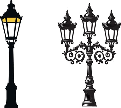 street lamp post silhouette vector