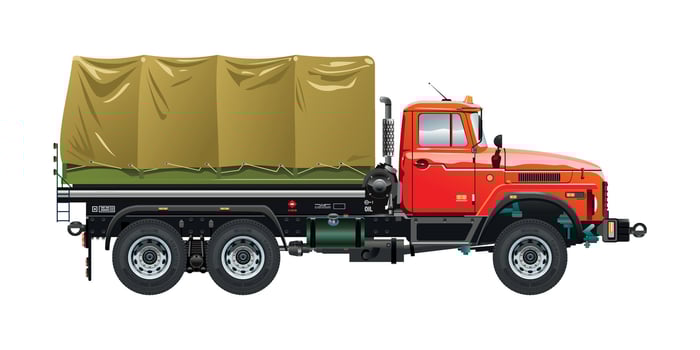 Troop truck carrier Semi truck military vehicle 3D illustration vector