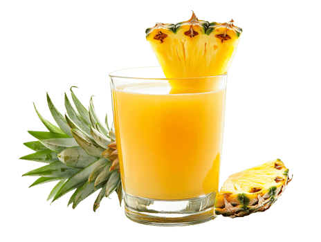 Fresh pineapple juice with a pineapple slice png