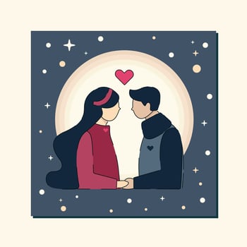 isolated romantic couple of girl and guy on beige background in flat style. vintage romantic art for valentine's day vector