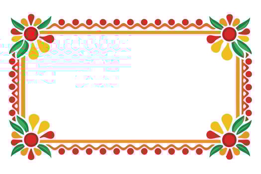 Ornate floral frame design in vibrant colors. vector