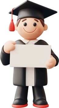 A cartoon graduate holding a blank sign png